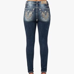Miss Me Navy Jeans with Gold and Silver Accents